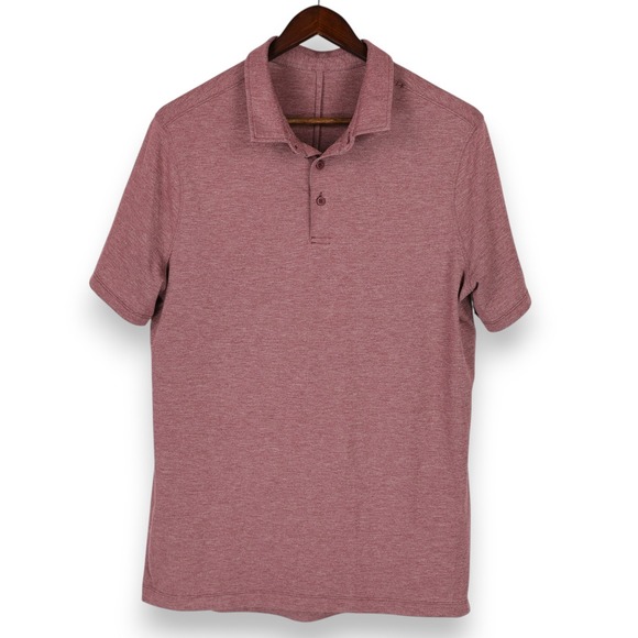 Lululemon Evolution Polo Shirt Mens Medium Red Heather Performance Golf - Picture 1 of 9